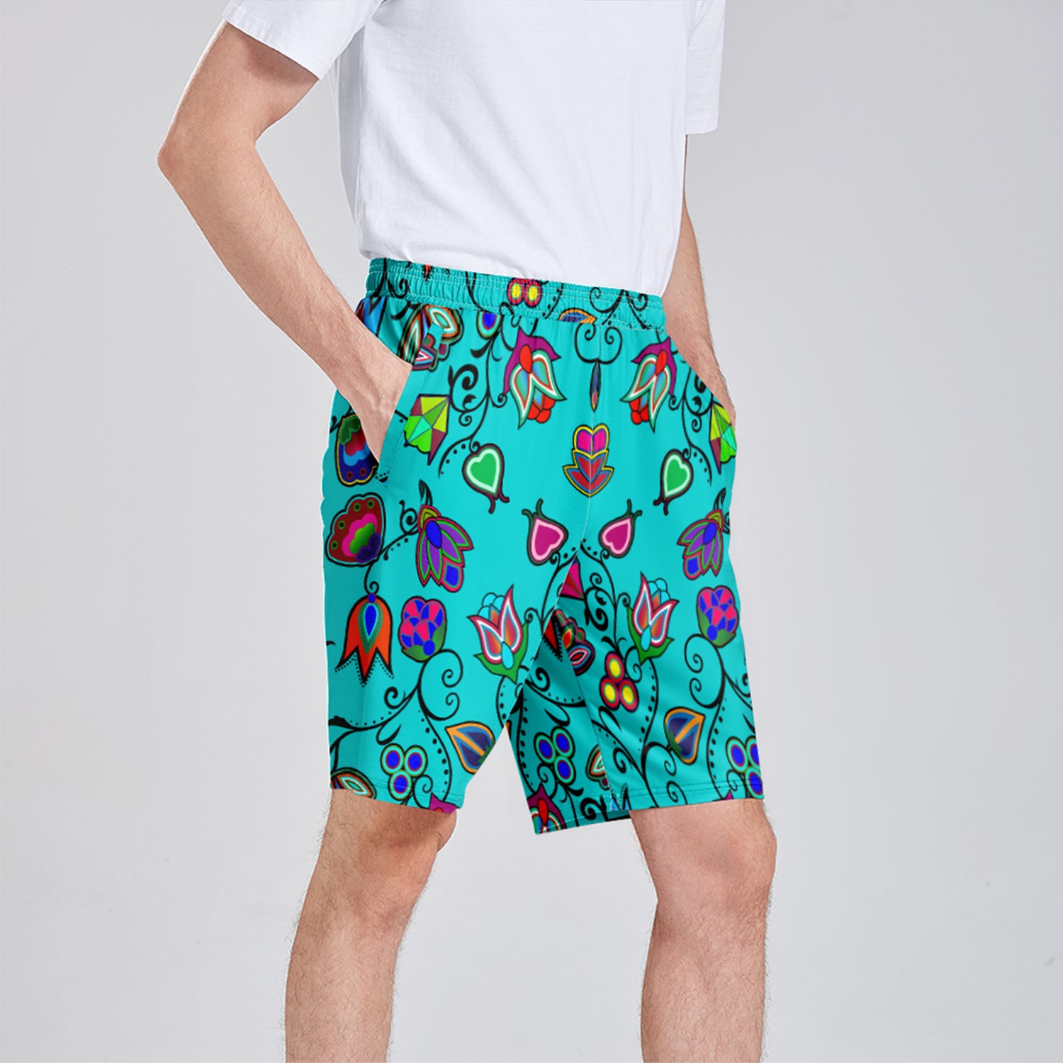 Indigenous Paisley Sky Athletic Shorts with Pockets