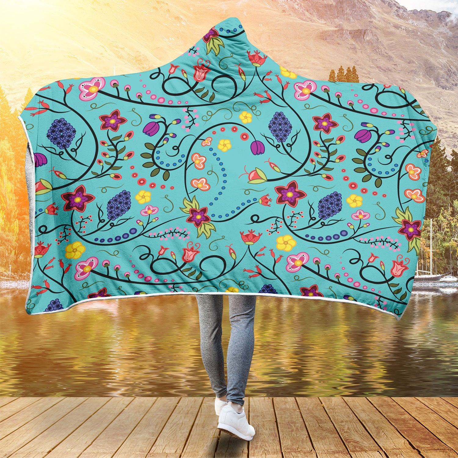 Fresh Fleur Sky Hooded Blanket