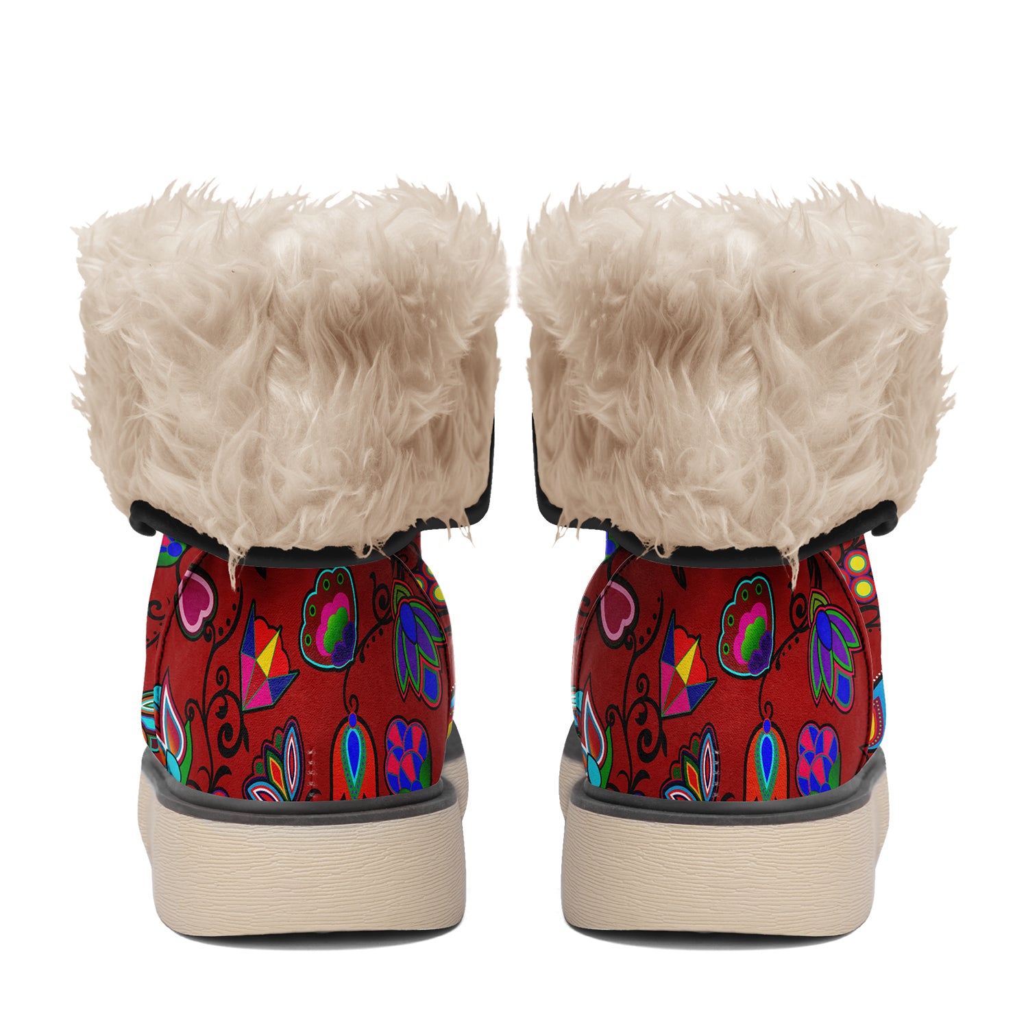 Indigenous Paisley Dark Red Polar Winter Boots
