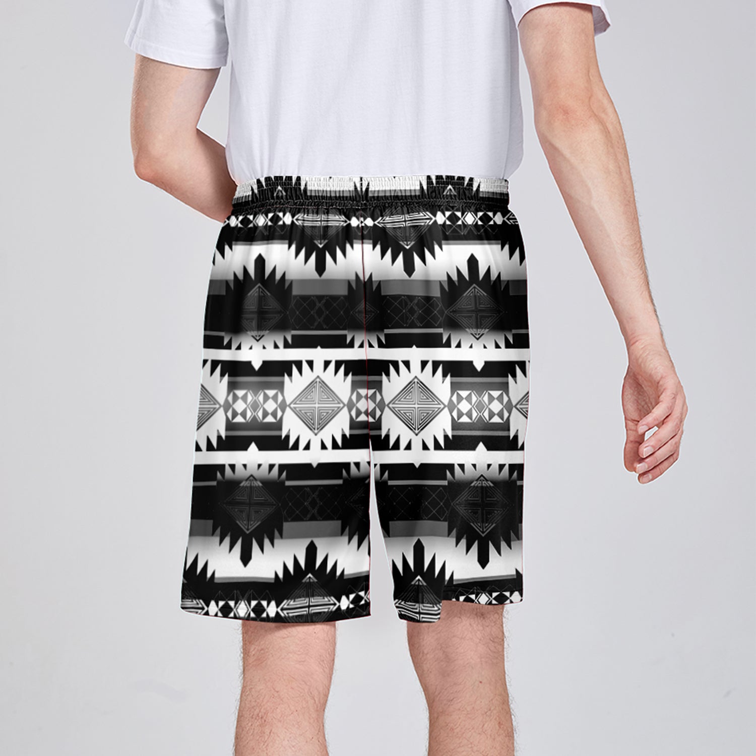 Okotoks Black and White Athletic Shorts with Pockets