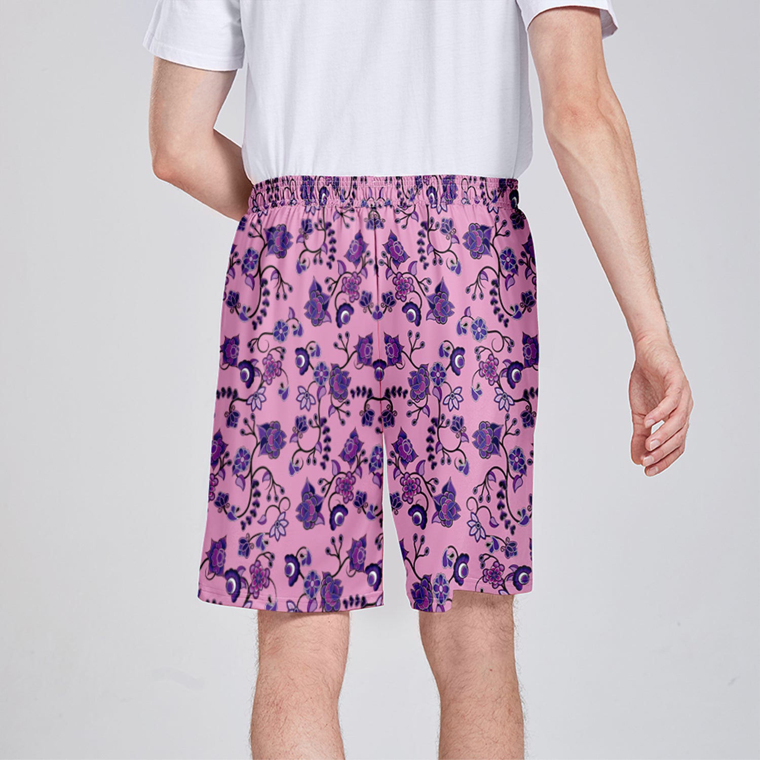 Purple Floral Amour Athletic Shorts with Pockets