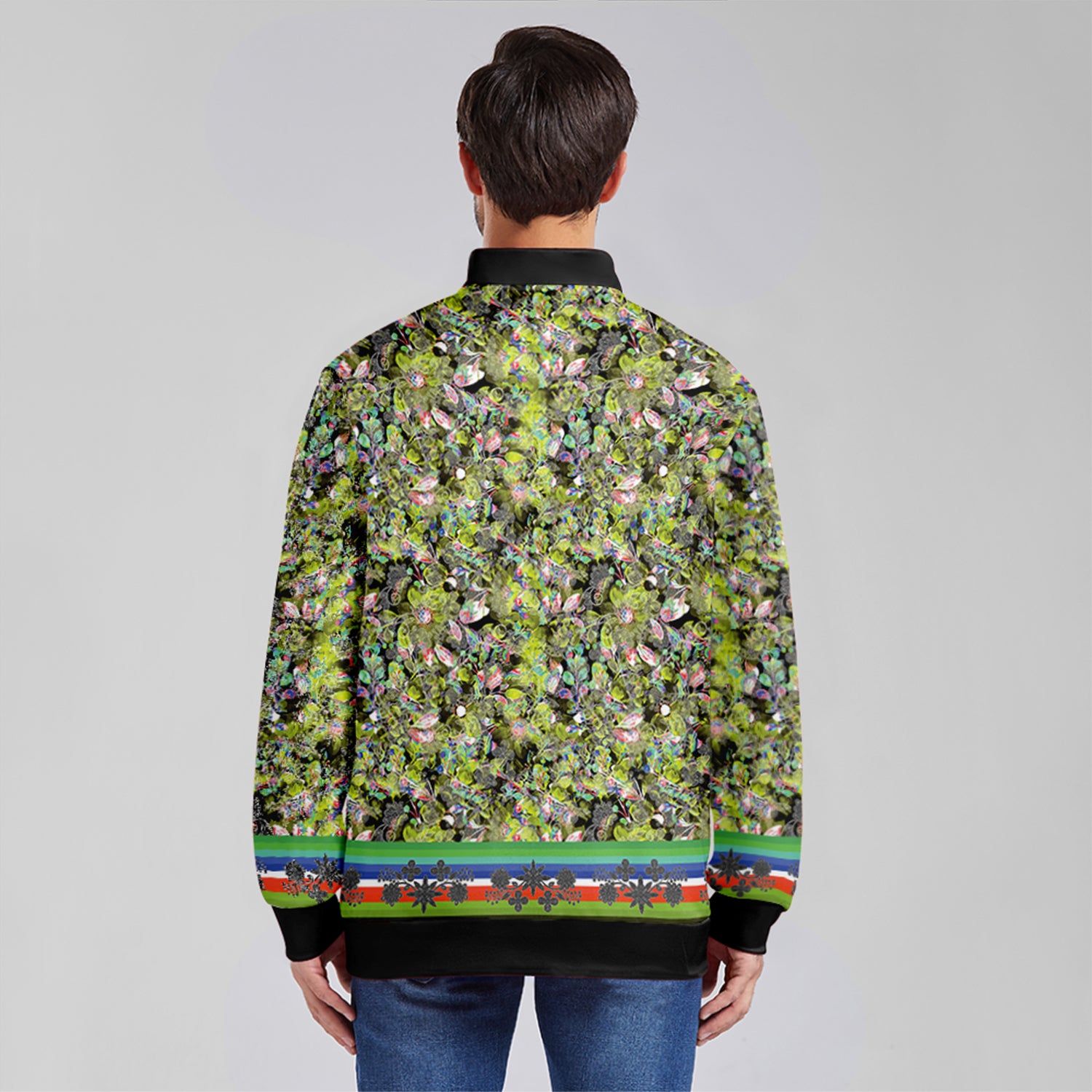 Culture in Nature Green Leaf Zippered Collared Lightweight Jacket