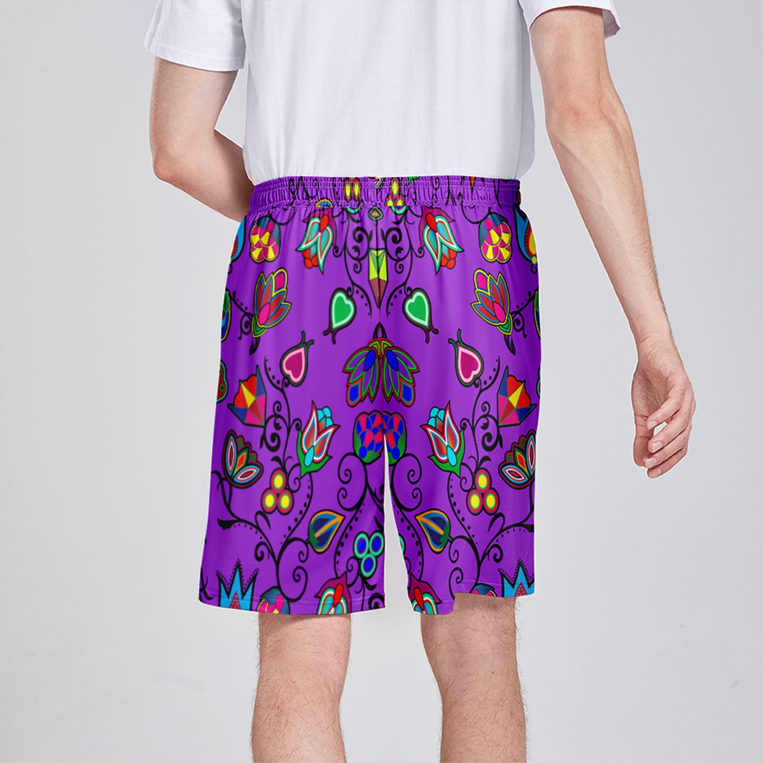 Indigenous Paisley Dark Orchid Athletic Shorts with Pockets