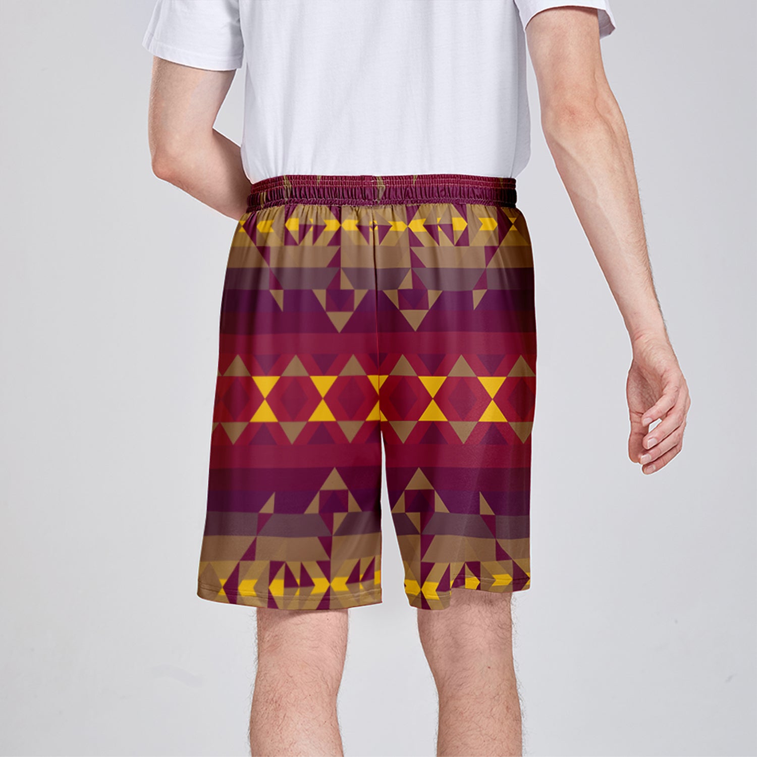 Gold Wool Athletic Shorts with Pockets