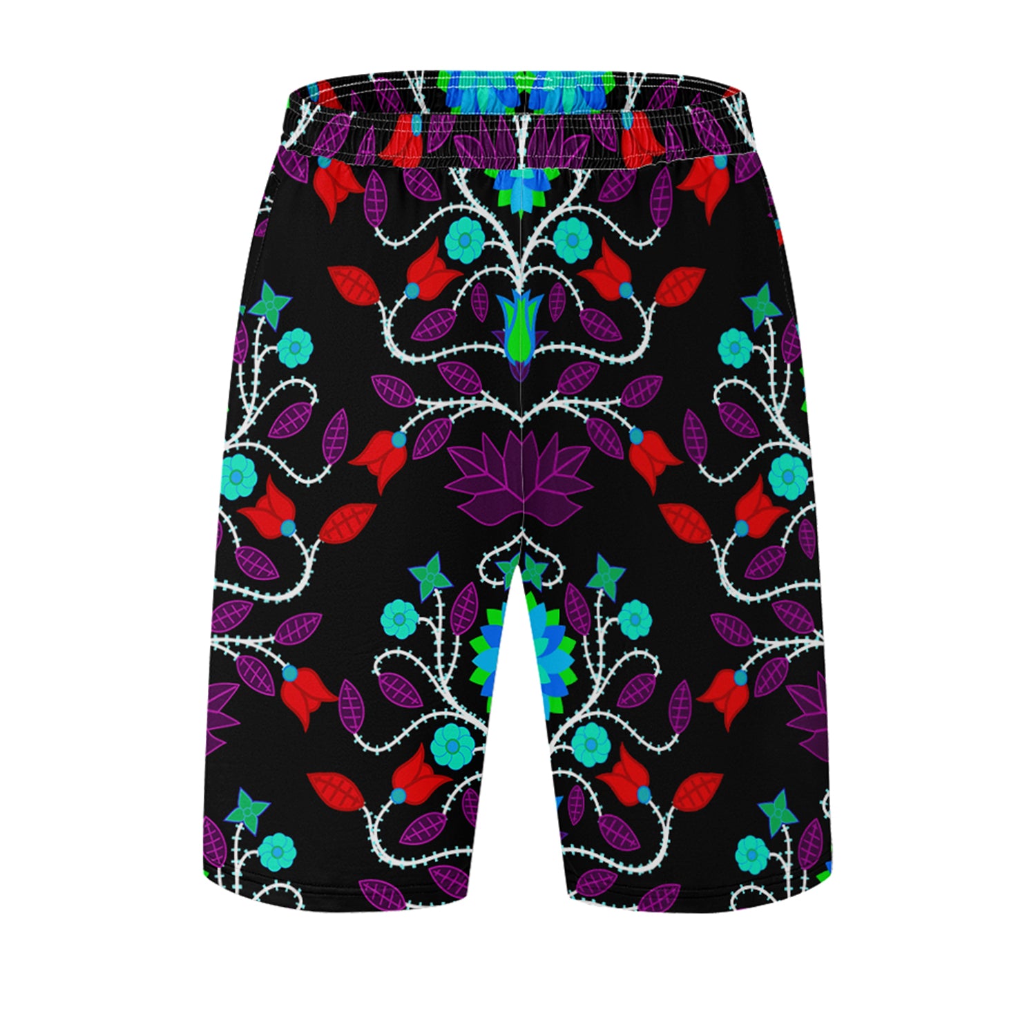 Floral Beadwork Four Clans Winter Athletic Shorts with Pockets