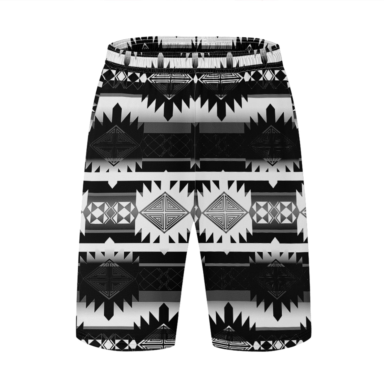 Okotoks Black and White Athletic Shorts with Pockets