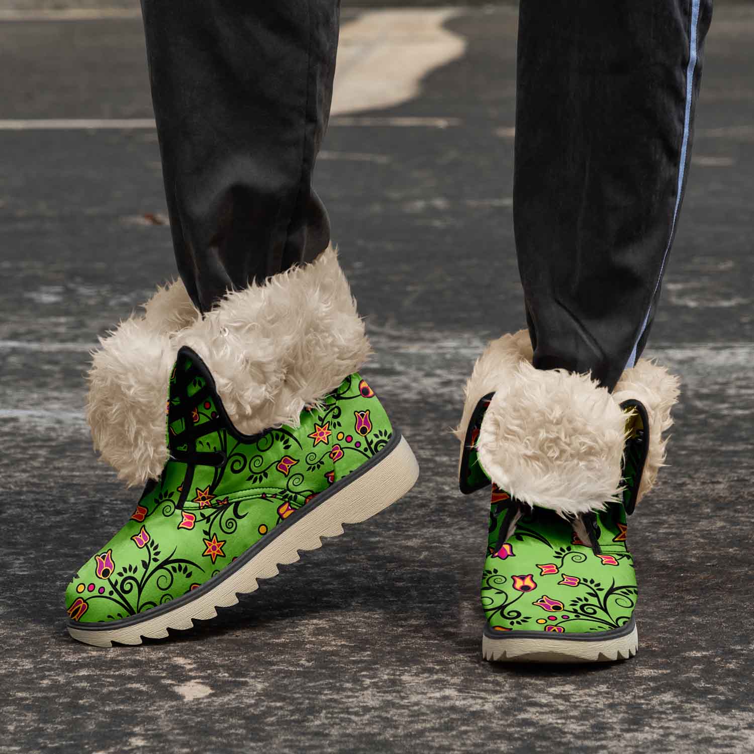 LightGreen Yellow Star Polar Winter Boots