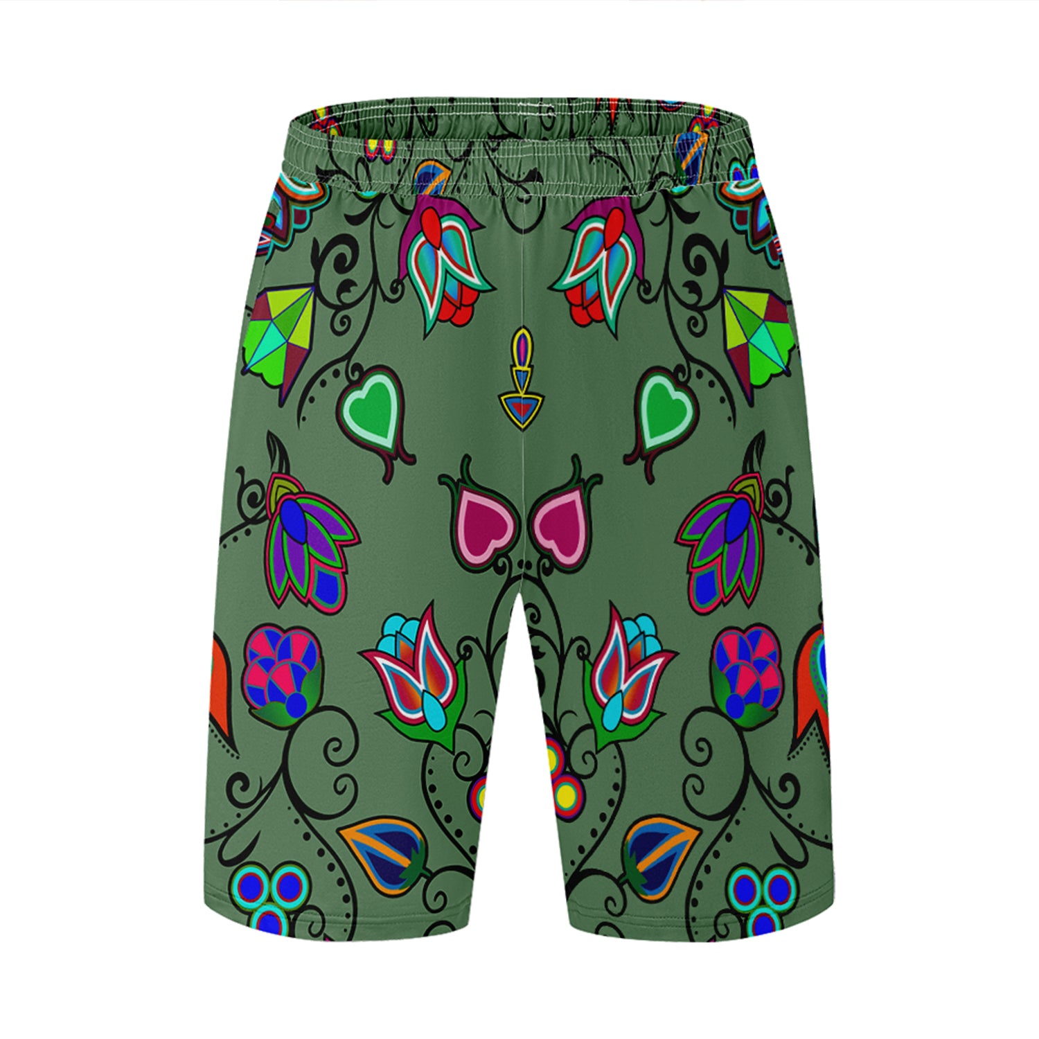 Indigenous Paisley Dark Sea Athletic Shorts with Pockets