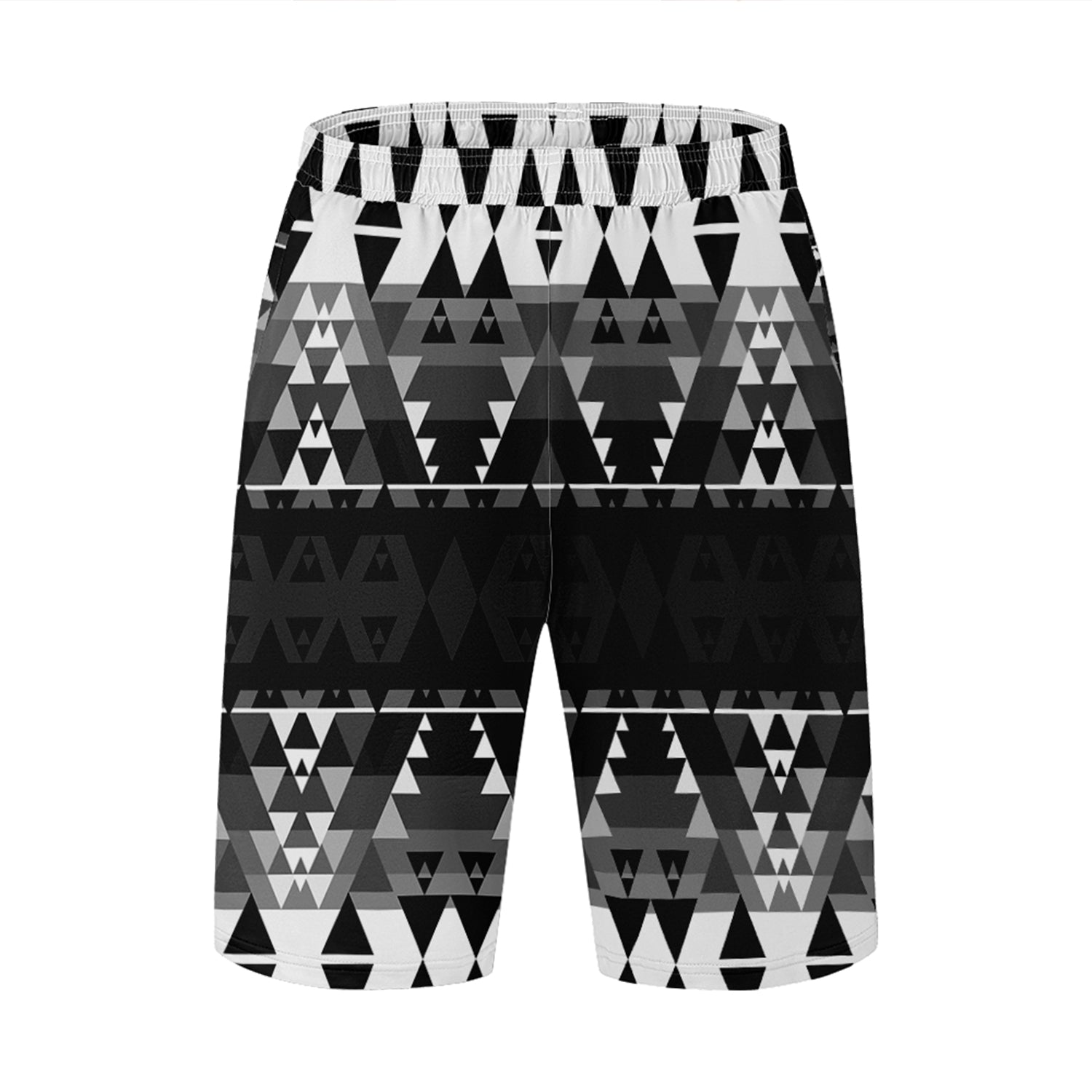 Writing on Stone Black and White Athletic Shorts with Pockets