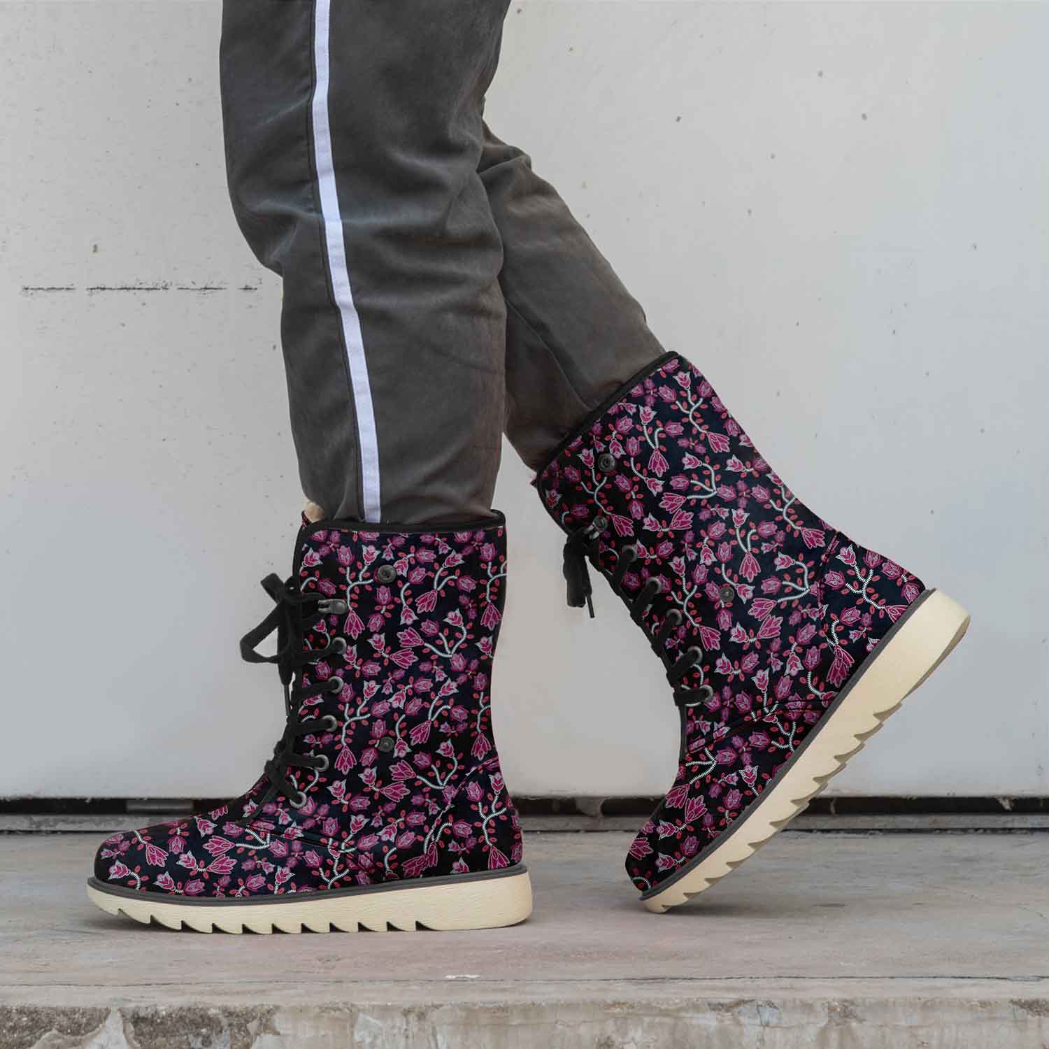 Beaded Pink Polar Winter Boots