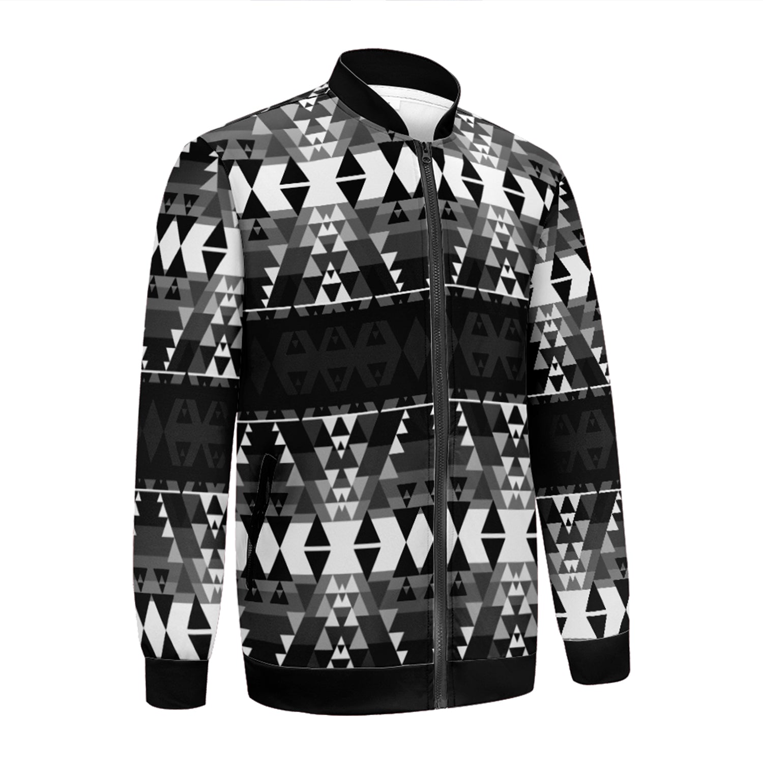 Writing on Stone Black and White Youth Zippered Collared Lightweight Jacket