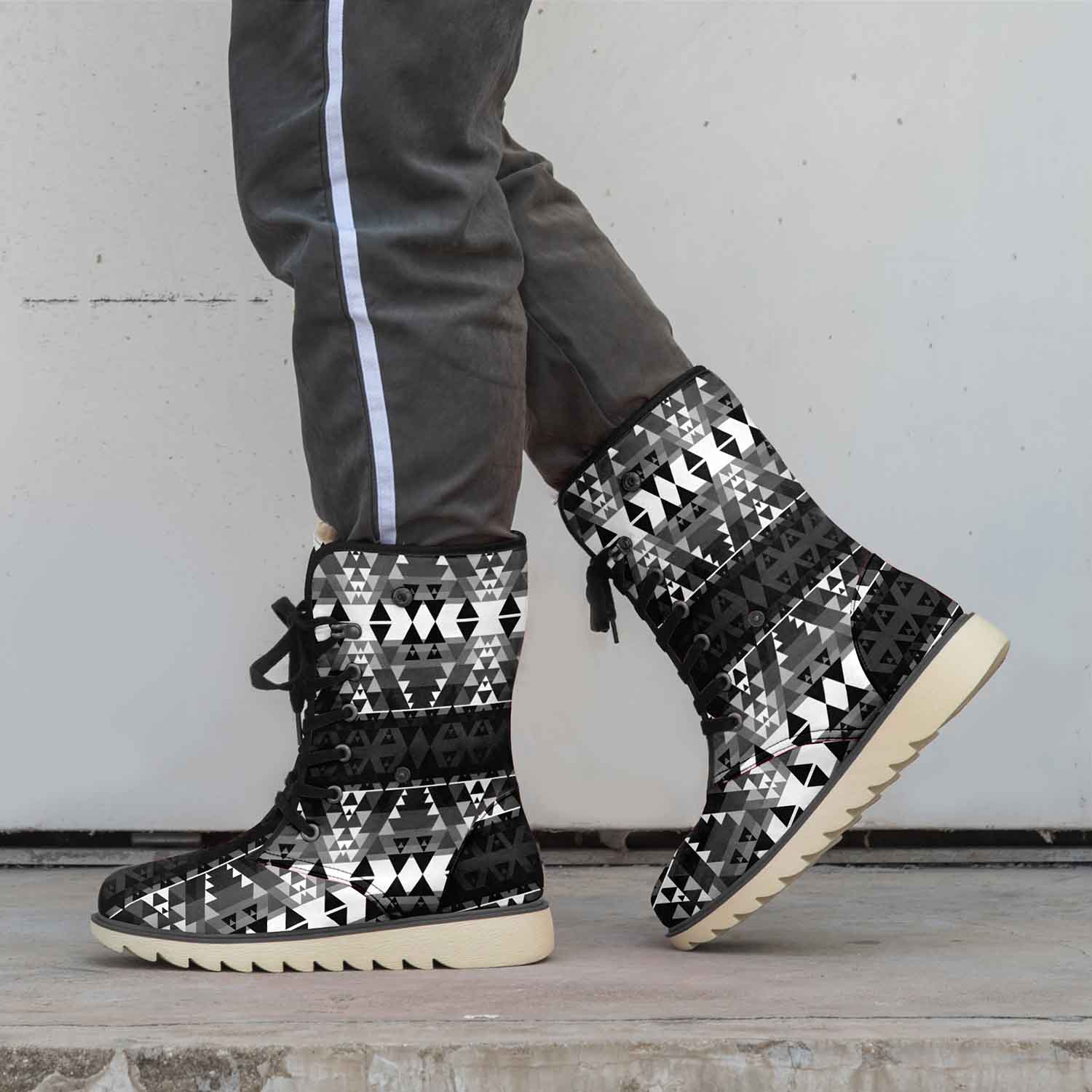 Writing on Stone Black and White Polar Winter Boots