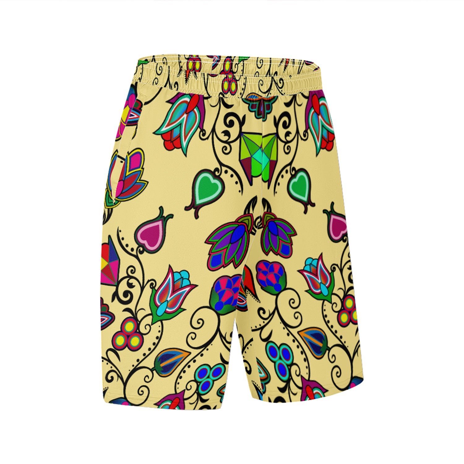 Indigenous Paisley Vanilla Athletic Shorts with Pockets