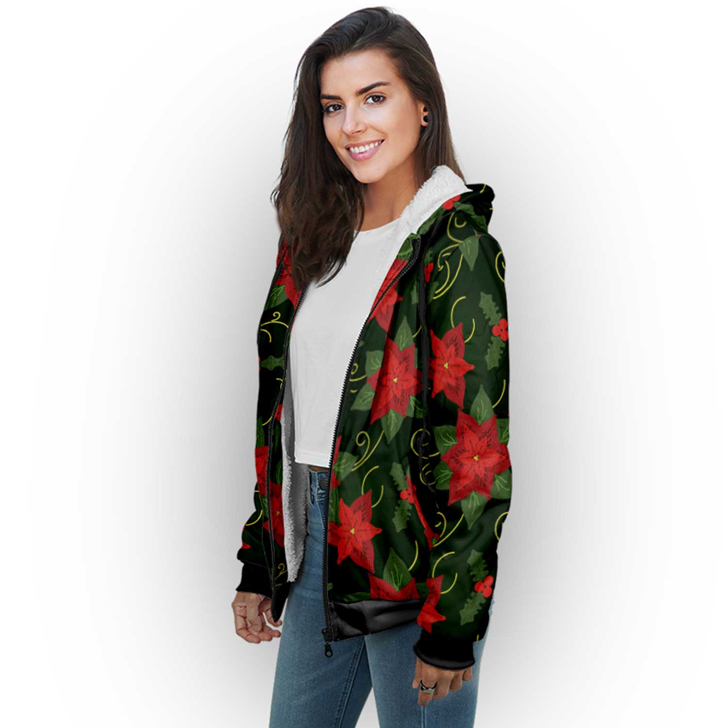 Poinsetta Parade Sherpa Hoodie