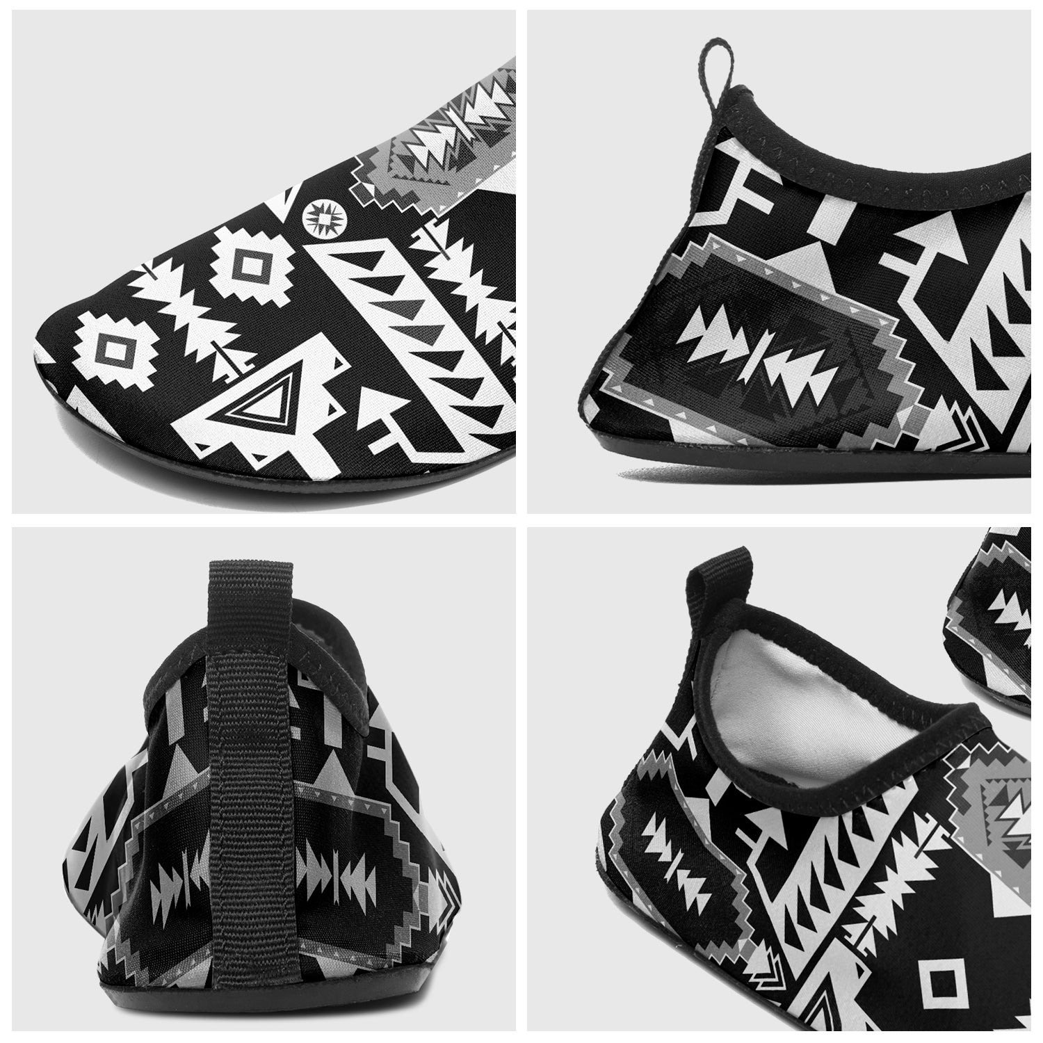 Chiefs Mountain Black and White Kid's Sockamoccs Slip On Shoes