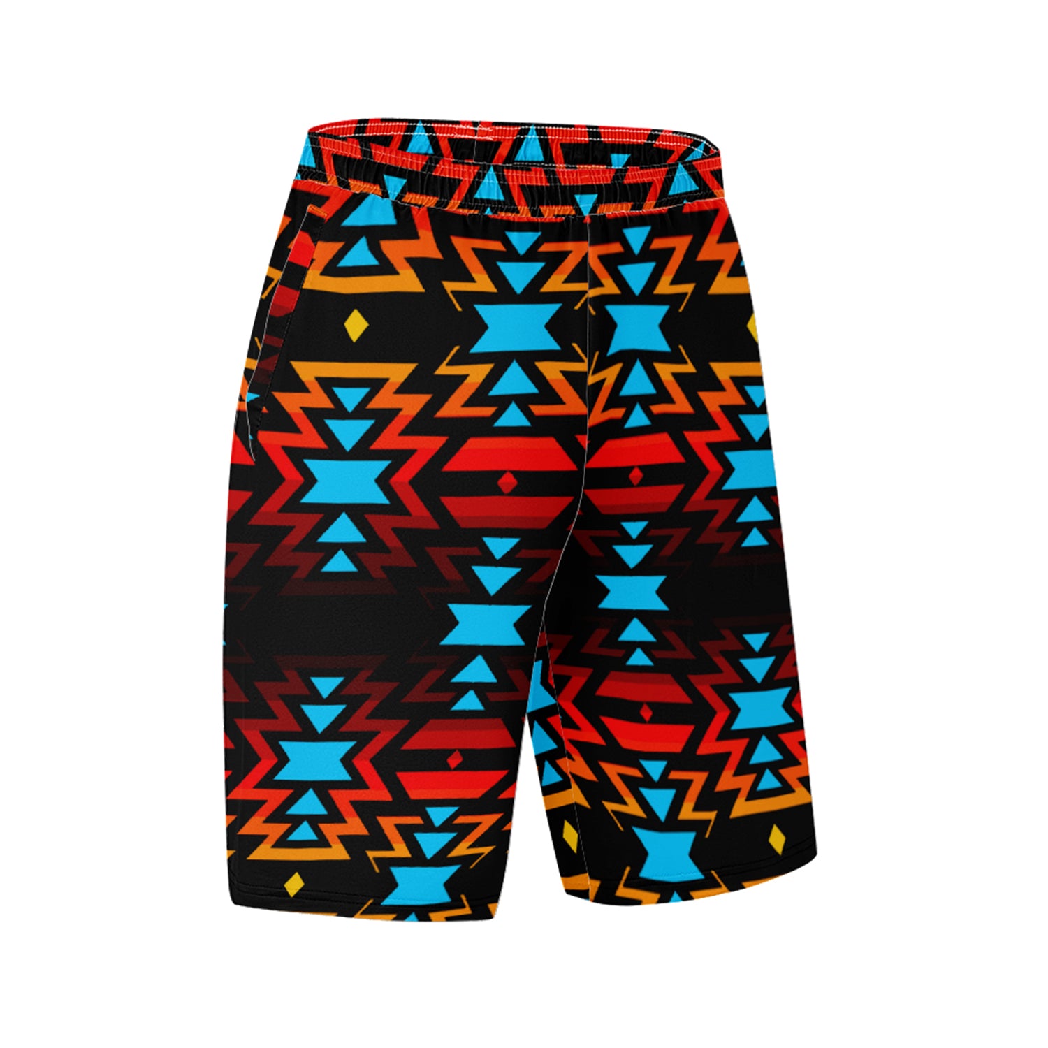 Black Fire and Sky Athletic Shorts with Pockets