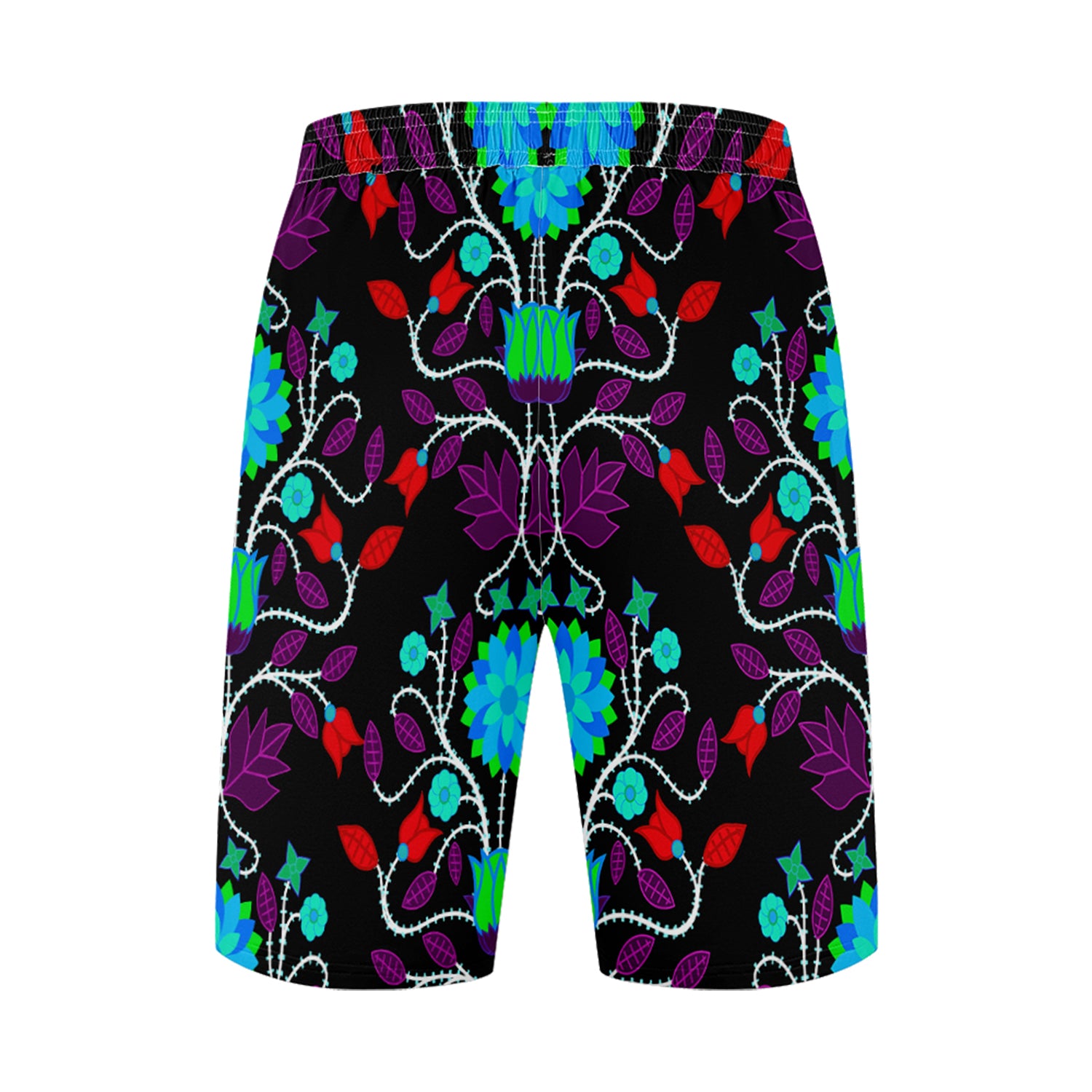 Floral Beadwork Four Clans Winter Athletic Shorts with Pockets