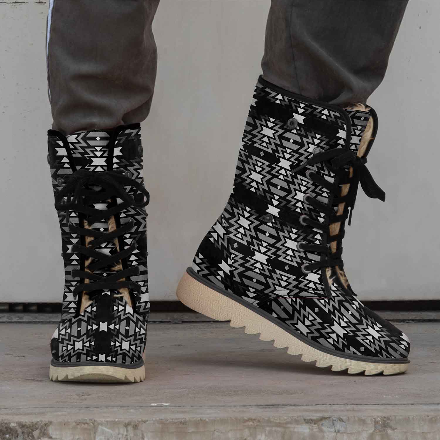 Black Fire and Gray Polar Winter Boots
