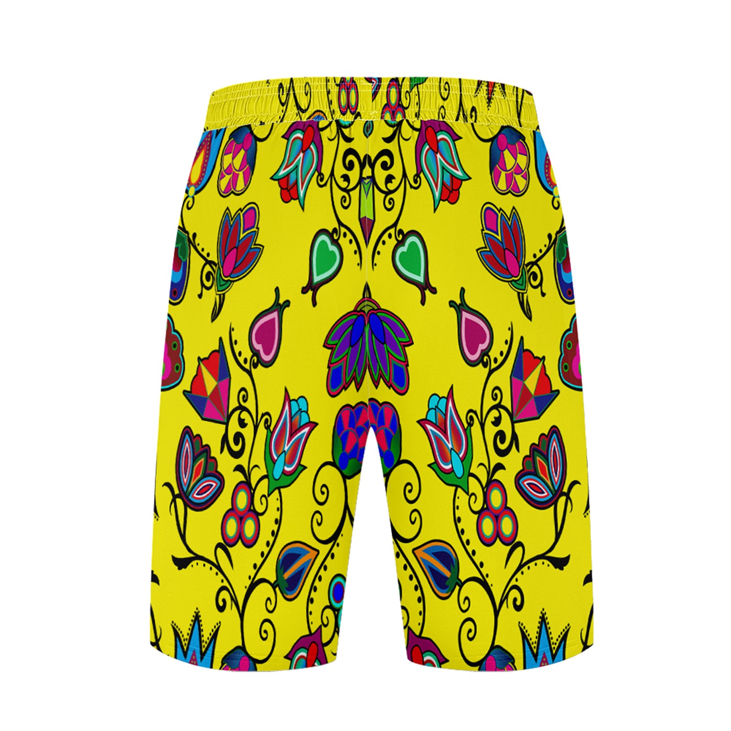 Indigenous Paisley Yellow Athletic Shorts with Pockets