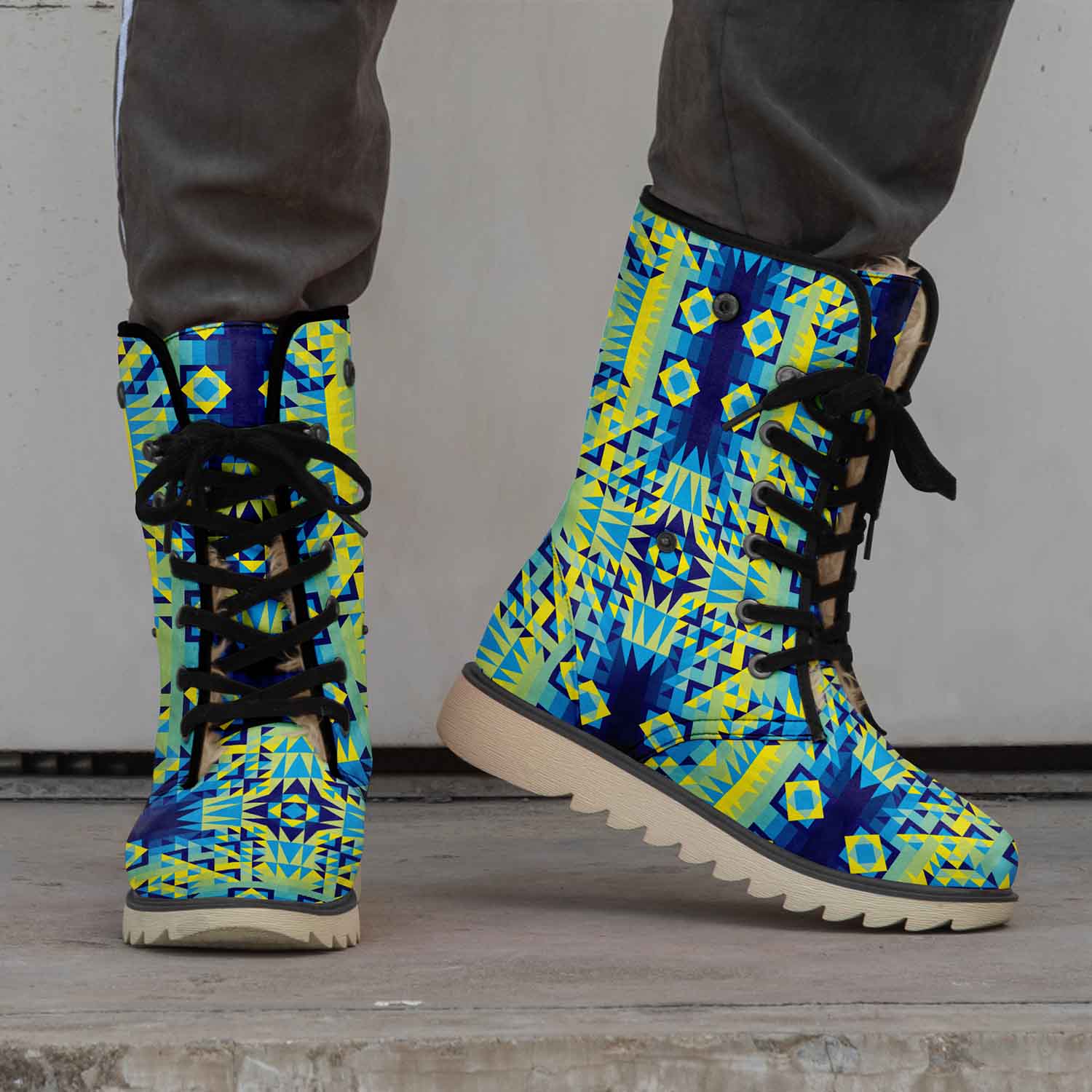 Kaleidoscope Jaune Bleu Polar Winter Boots