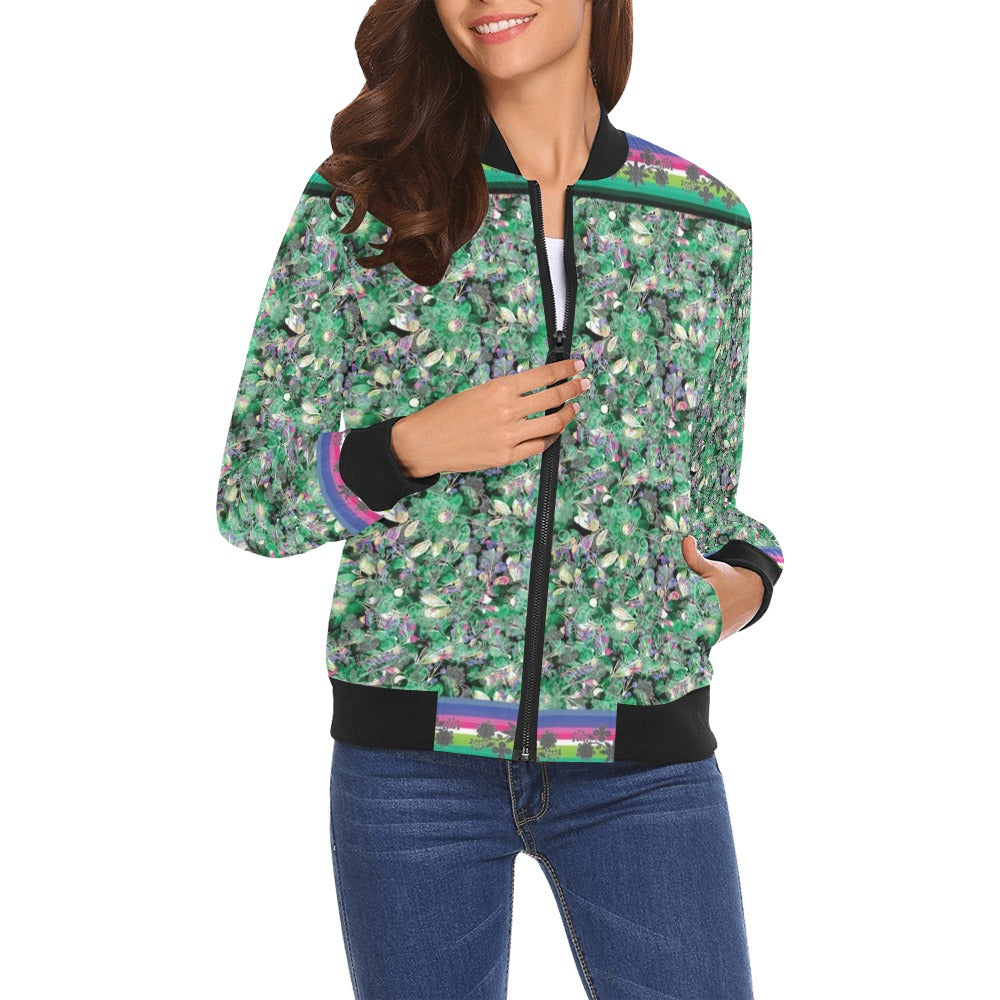 Culture in Nature Green Bomber Jacket for Women