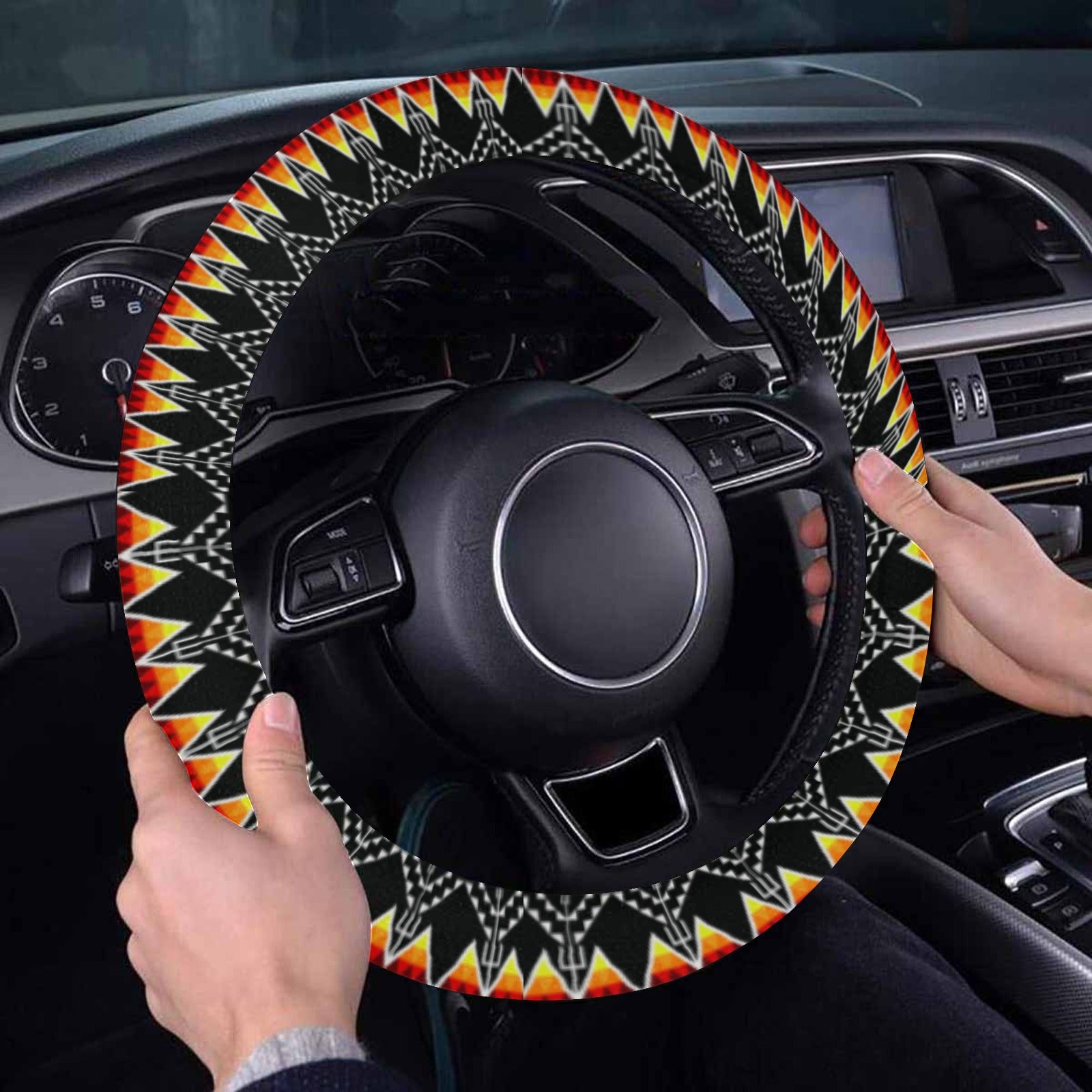 Sacred Trust Black Colour Steering Wheel Cover with Elastic Edge
