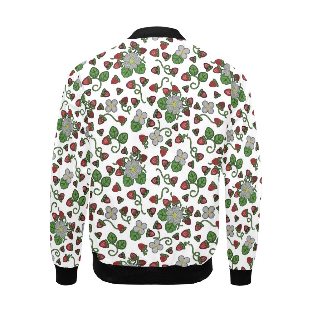 Strawberry Dreams White All Over Print Bomber Jacket for Men