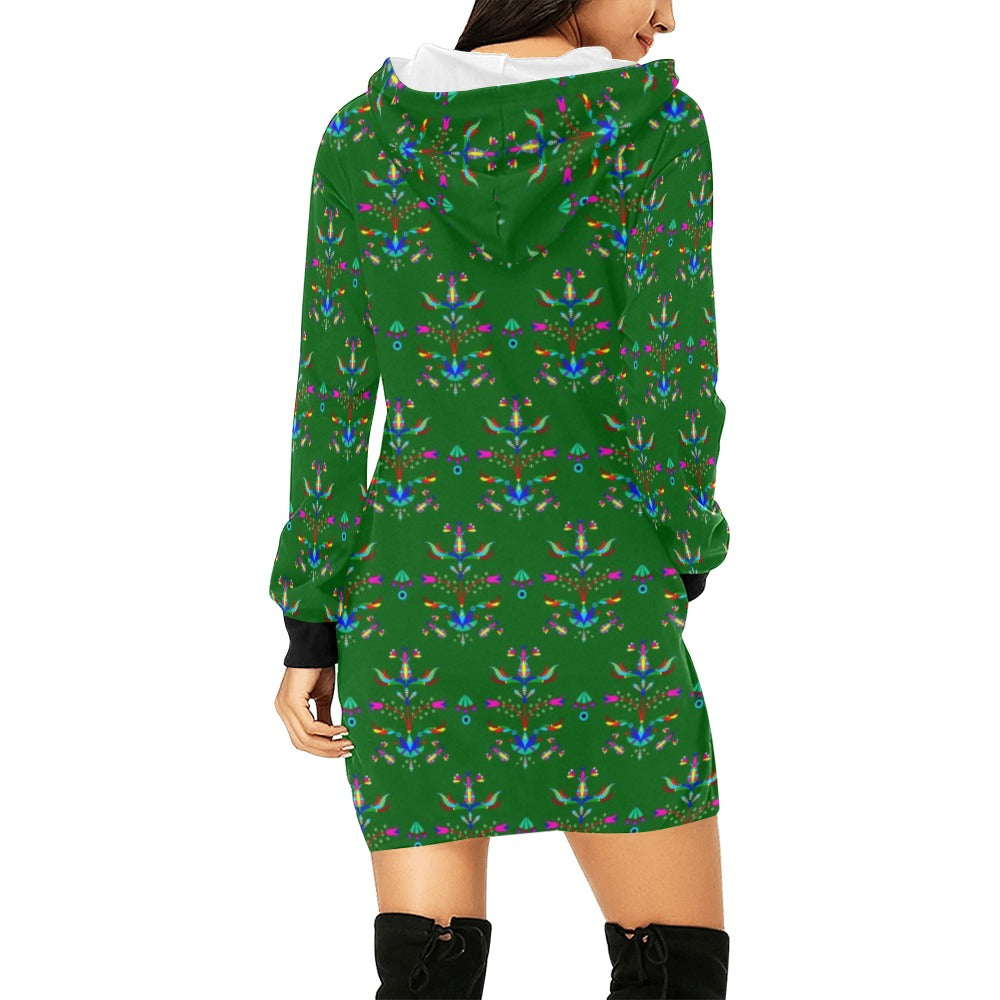 Dakota Damask Green Hoodie Dress