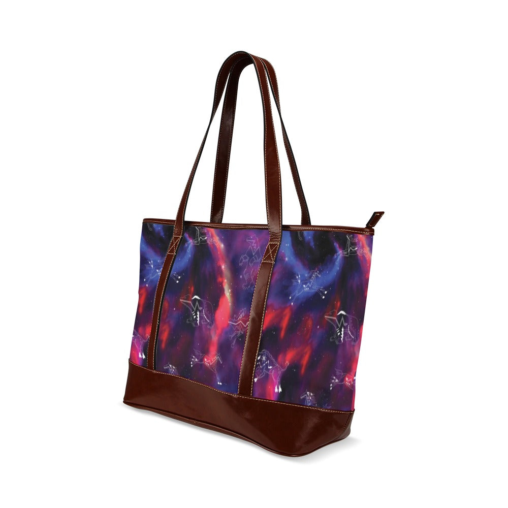 Animal Ancestors 3 Blue Pink Swirl Tote Handbag