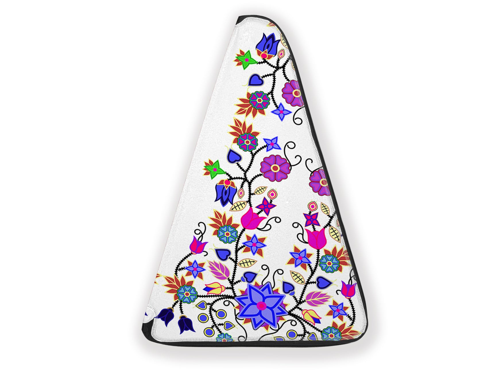 27 Inch Fan Case - Floral Beadwork Seven Clans White