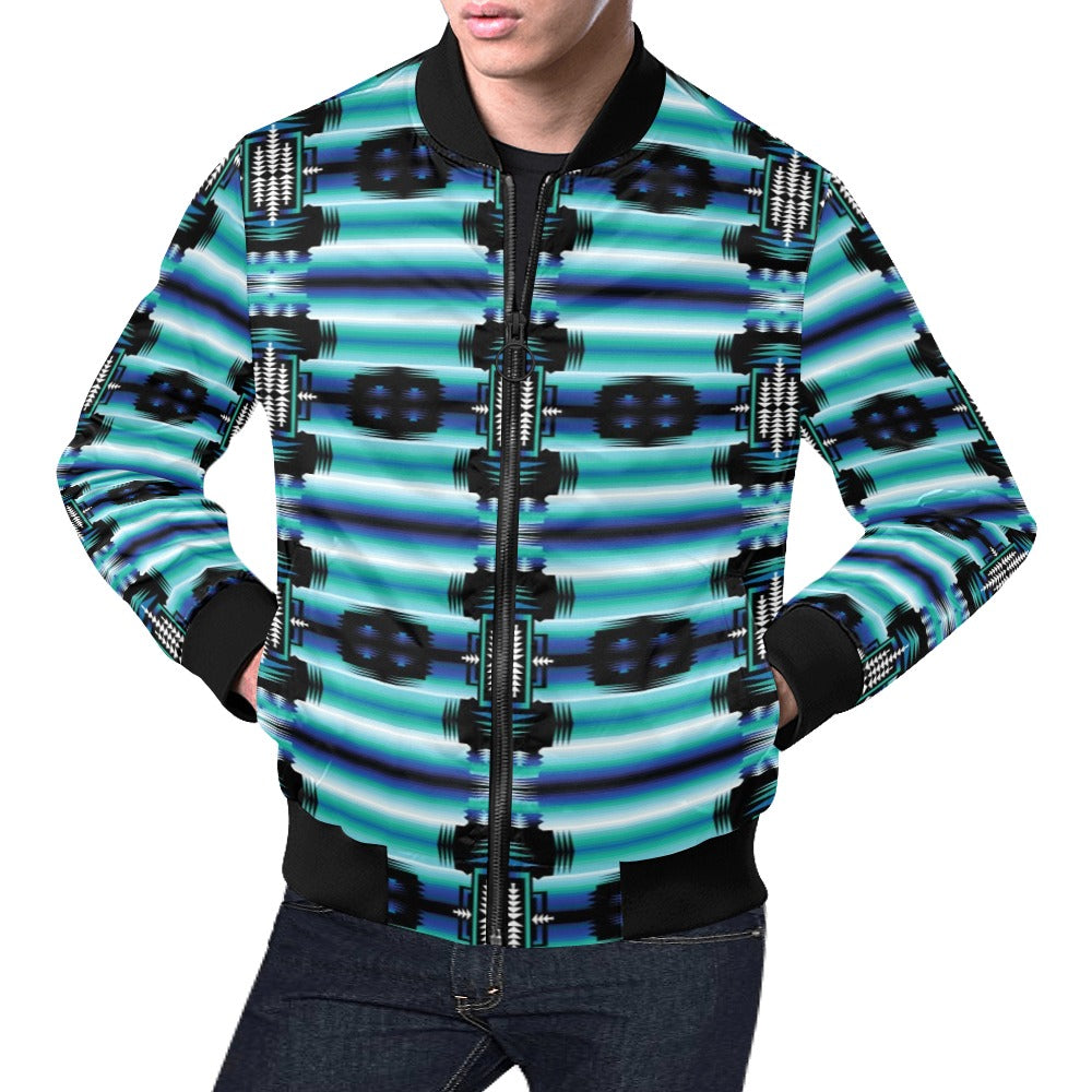 Rainy Skies Sage Indigo Dye Bomber Jacket for Men