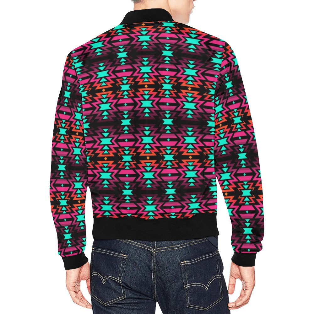 Black Fire and Furious Fuchsia Bomber Jacket for Men