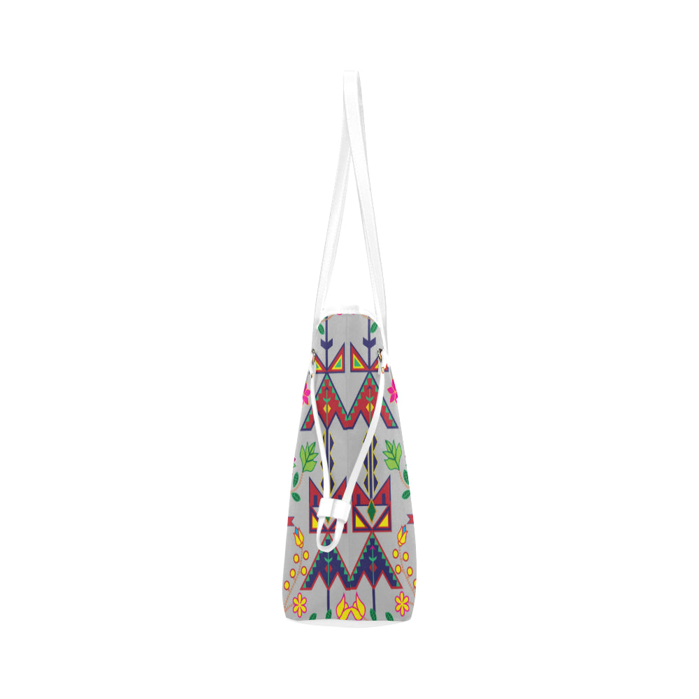 Geometric Floral Spring - Gray Clover Canvas Tote Bag