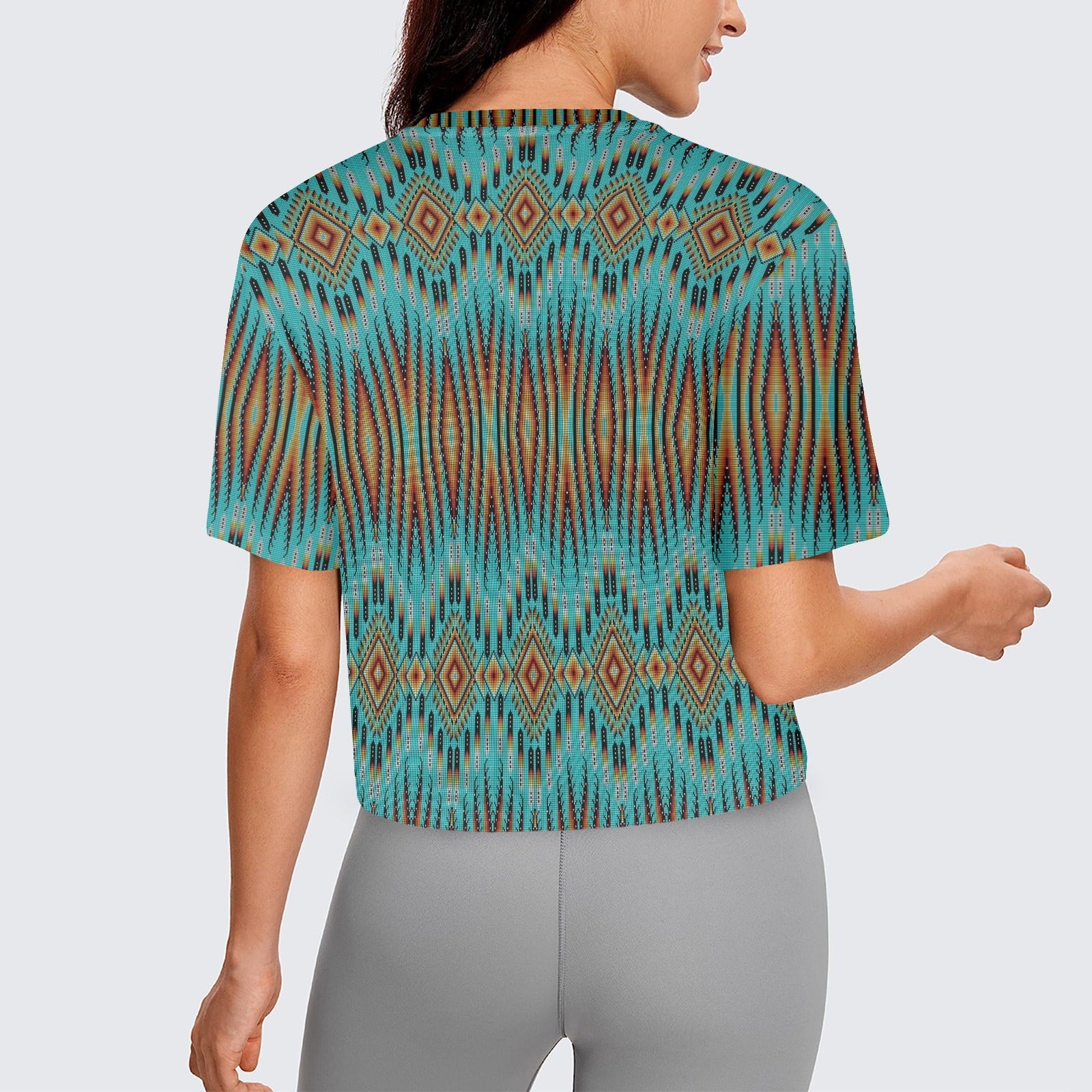 Fire Feather Turquoise Women's Cropped T-shirt