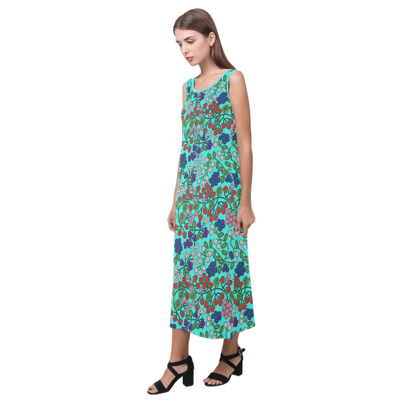 Takwakin Harvest Turquoise Phaedra Sleeveless Open Fork Long Dress