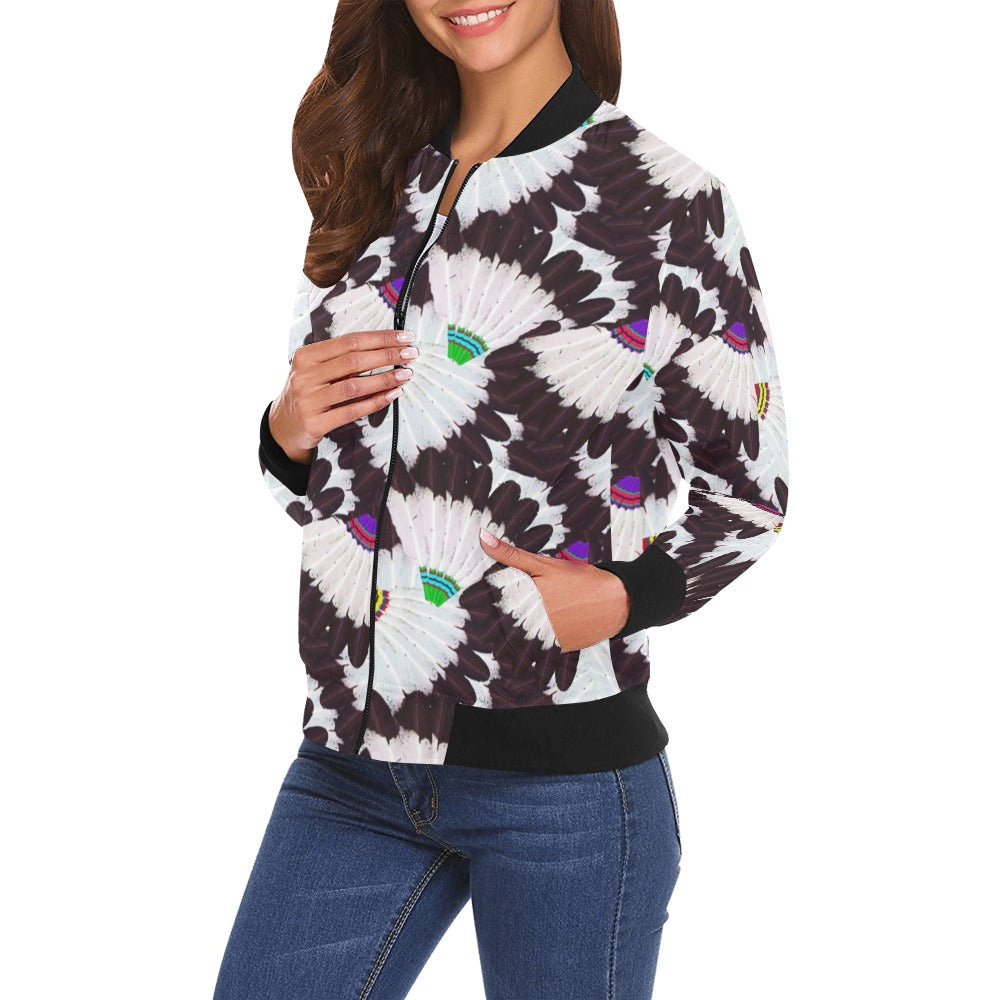 Eagle Feather Fans Bomber Jacket for Women
