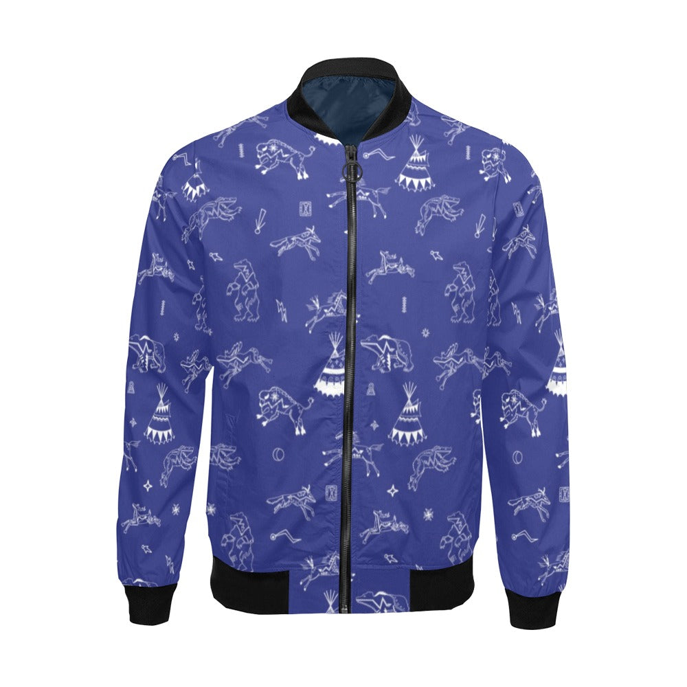 Ledger Dabbles Blue Bomber Jacket for Men