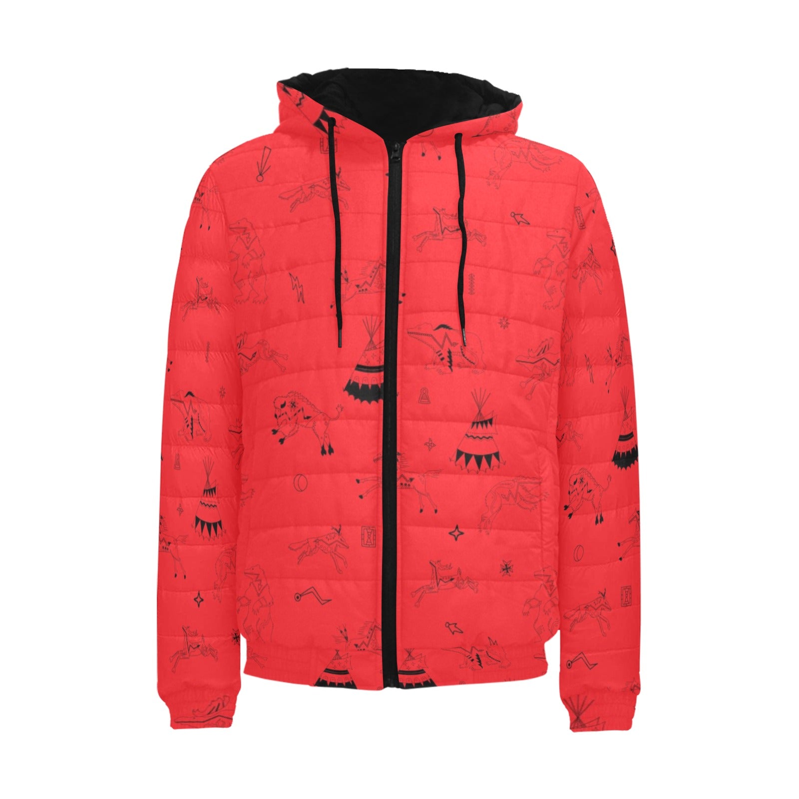 Ledger Dabbles Red Men's Padded Hooded Jacket