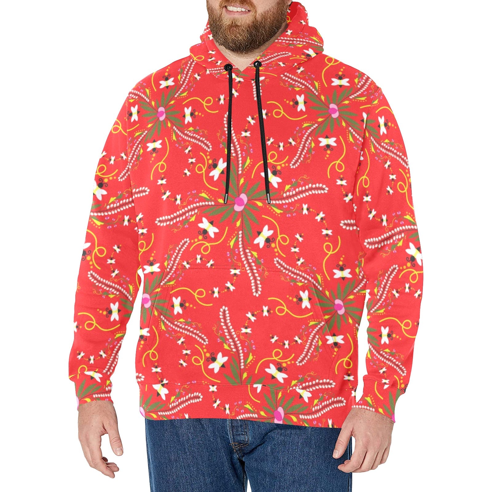 Willow Bee Cardinal Men's Long Sleeve Fleece Hoodie