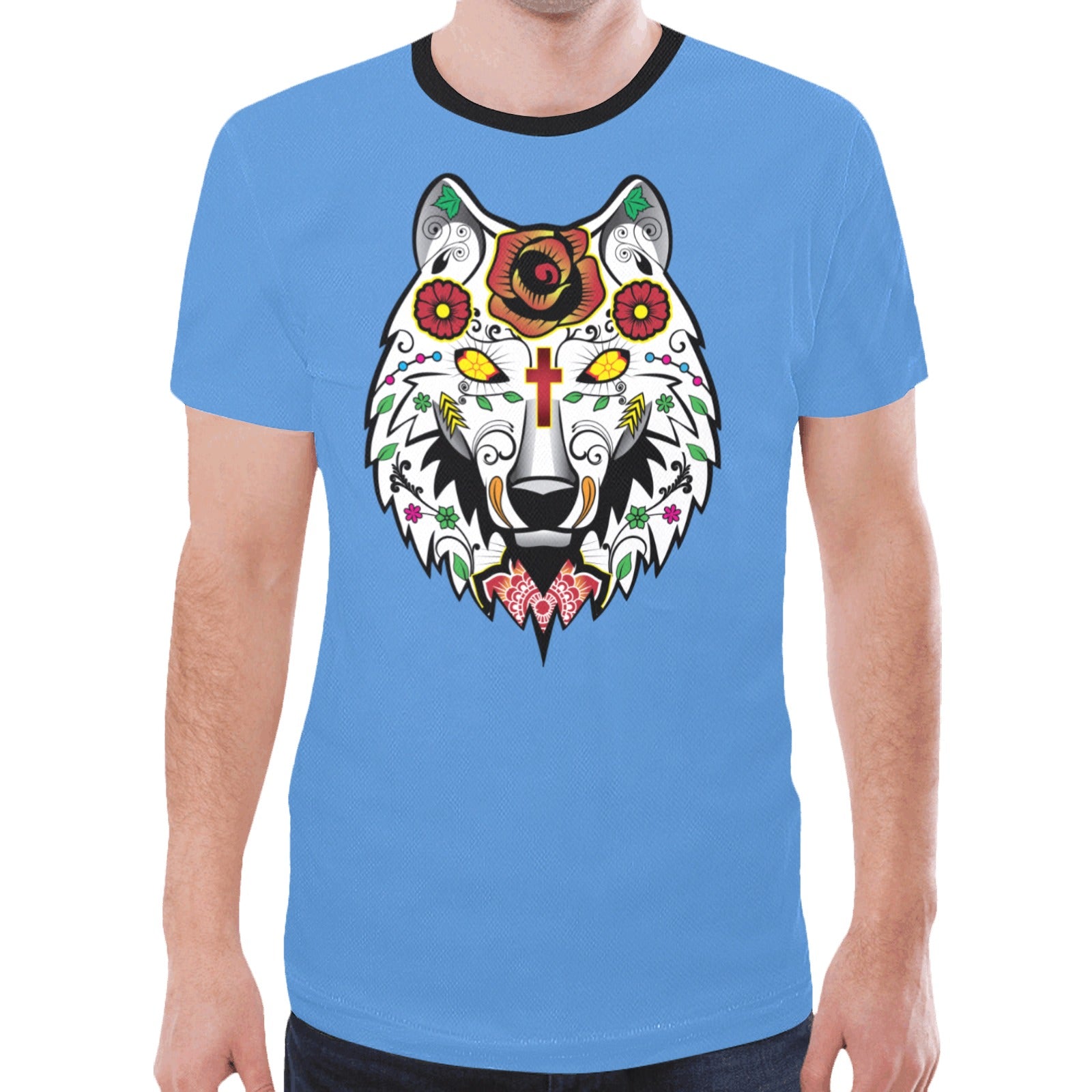 Wolf Spirit Guide (Blue) T-shirt for Men
