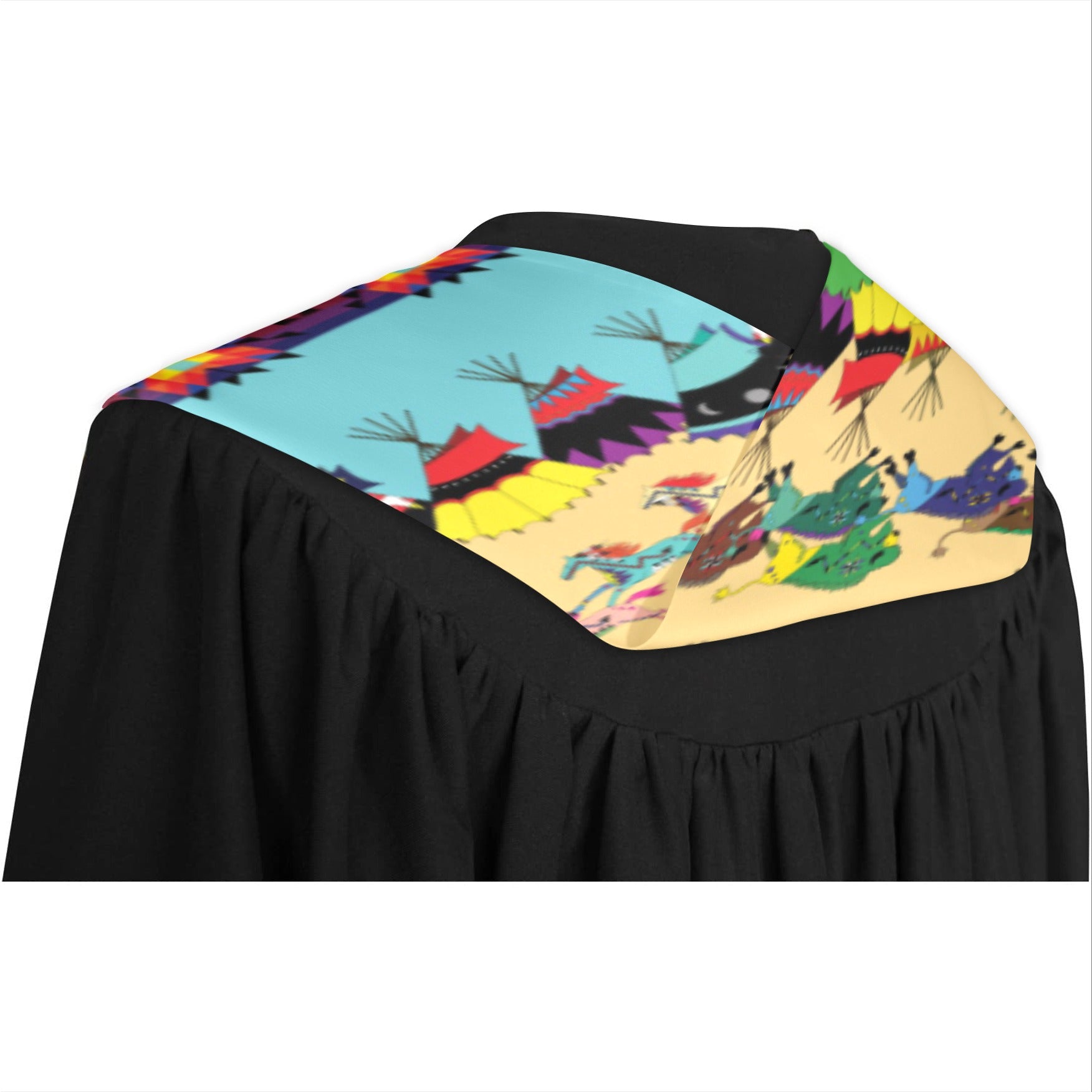 Horses and Buffalo Ledger Torquoise Graduation Stole