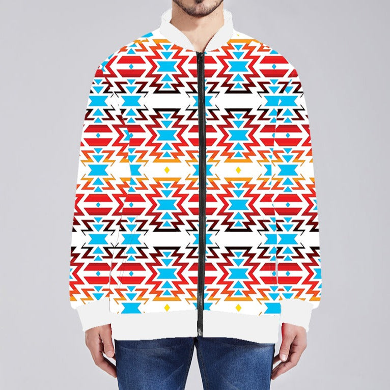 Fire Colors and Sky Zippered Collared Lightweight Jacket