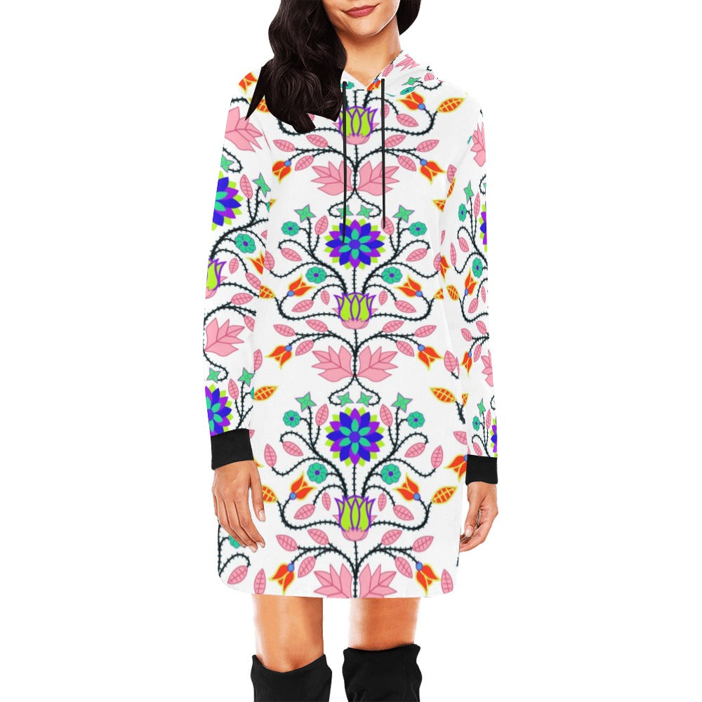 Floral Beadwork Four Clans White Hoodie Dress