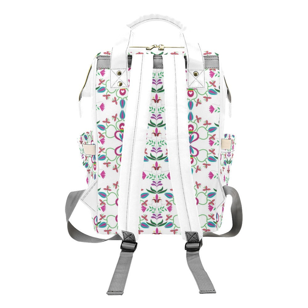 Quilled Divine White Multi-Function Diaper Backpack/Diaper Bag