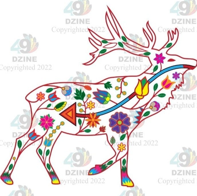 11-inch Animal Floral Transfer Transfers 49 Dzine Floral Elk 