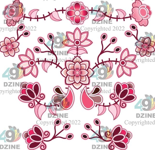 11-inch Floral Transfer - Floral Amour Stitch Crest Transfers 49 Dzine Floral Amour Stitch Crest - 02 