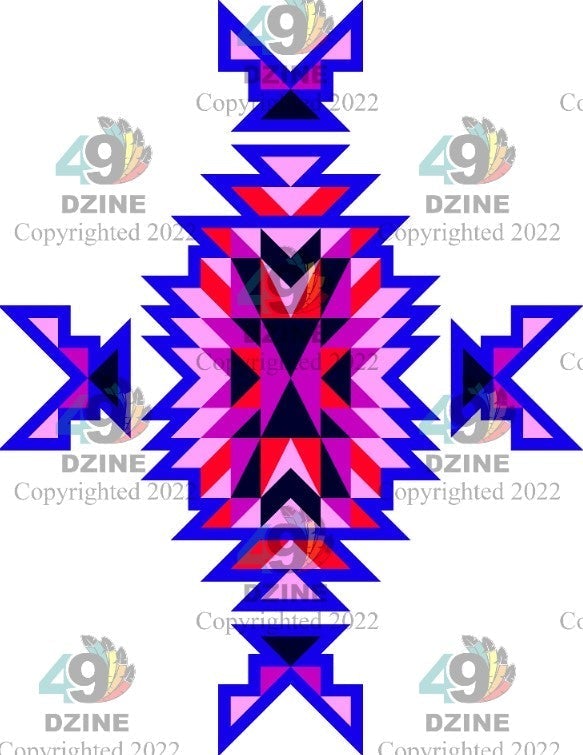 11-inch Geometric Transfer Geo Directions Tipis Transfers 49 Dzine Geo Directions Tipis Blue and Red 