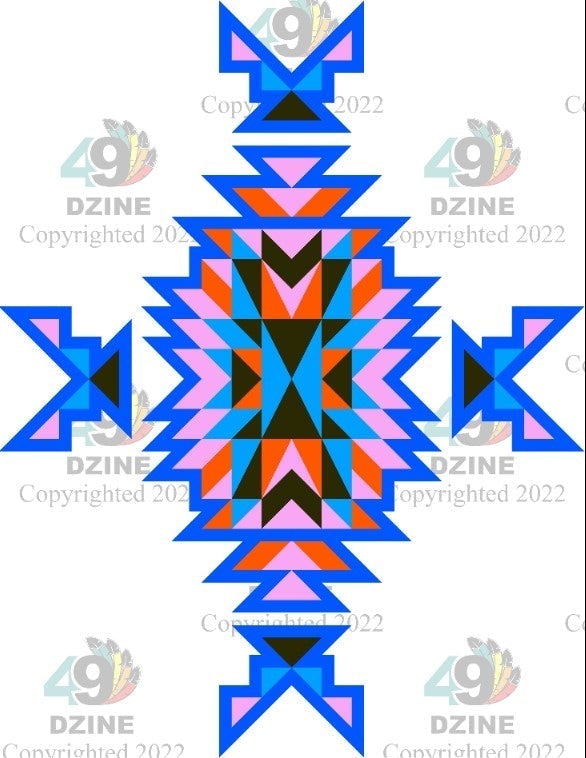 11-inch Geometric Transfer Geo Directions Tipis Transfers 49 Dzine Geo Directions Tipis Navy Blue 