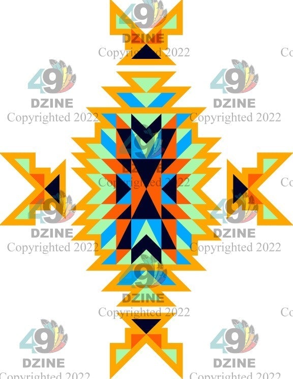 11-inch Geometric Transfer Geo Directions Tipis Transfers 49 Dzine Geo Directions Tipis Orange 