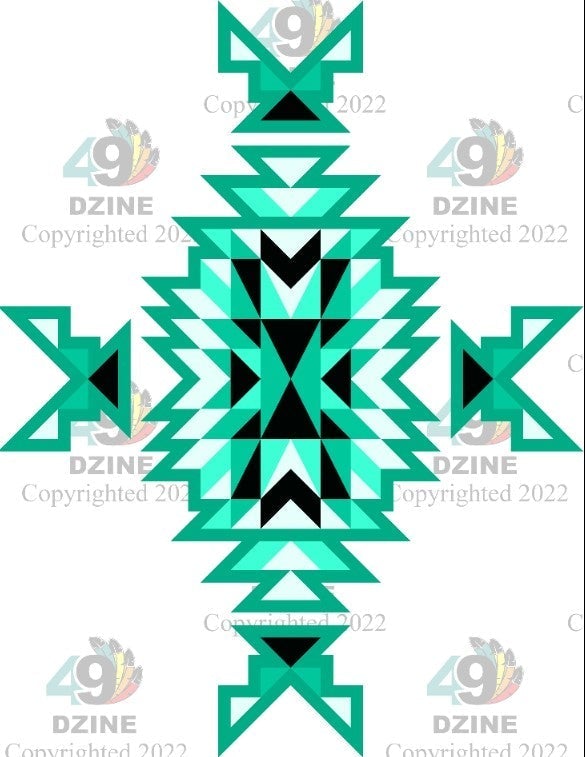 11-inch Geometric Transfer Geo Directions Tipis Transfers 49 Dzine Geo Directions Tipis Persian Green 